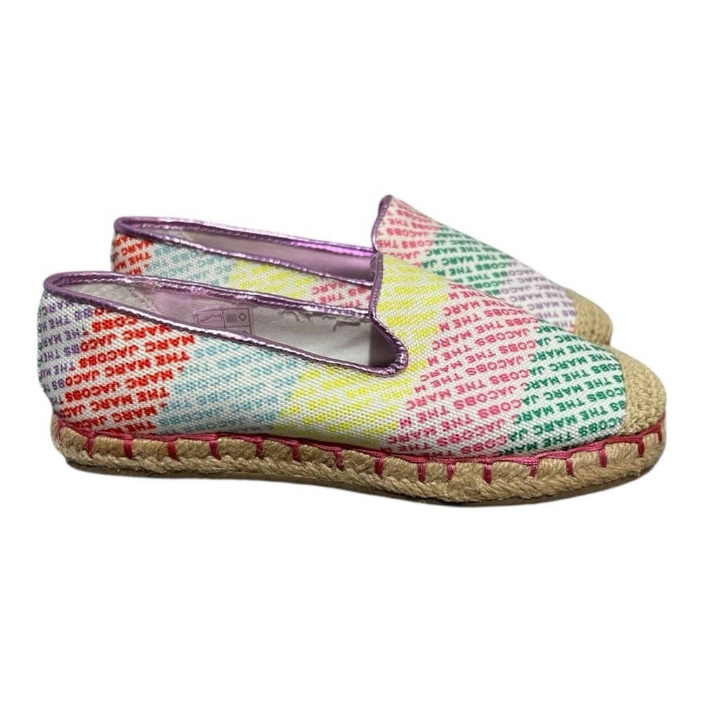 MARC JACOBS Kids' All Over Logo Cotton Canvas Espadrilles In Multicolor NEW 29